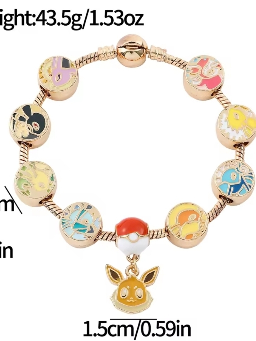 Pokemon Eeveelution Charm Gold Tone Bracelet - Picture 6 of 6